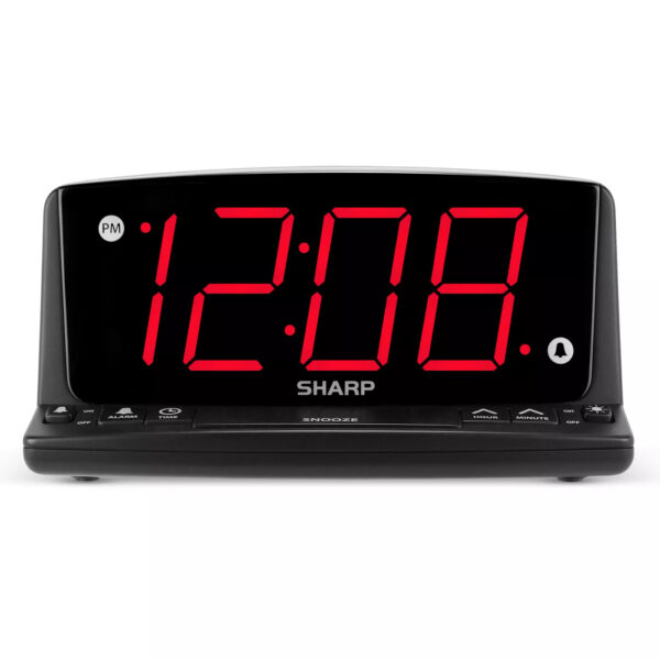 Sharp LED Night Light Alarm Clock: Jumbo Display, Bedroom Bedside, Snooze Function, Modern Style