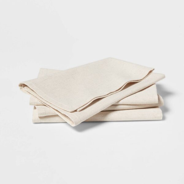 4pk Cotton and Linen Blend Napkins - Threshold: Reversible Solid Cloth, Traditional Style, OEKO-TEX Certified, 18"x18" "