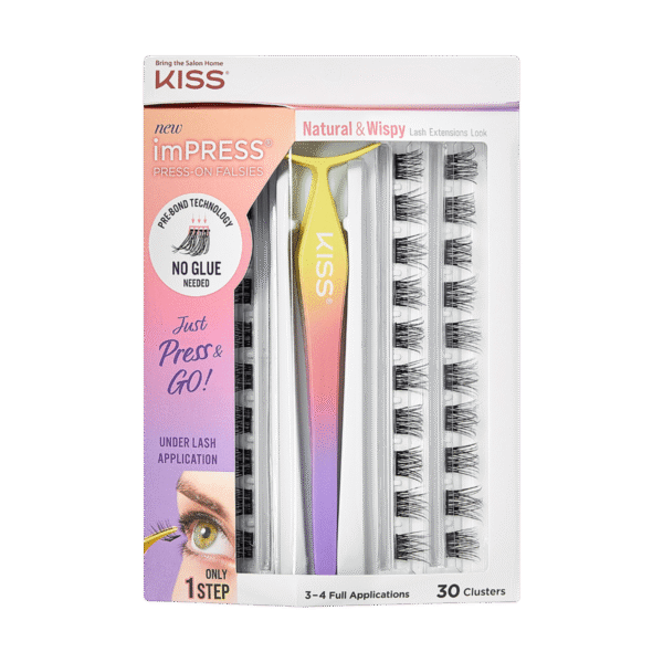 KISS ImPRESS Press-on Falsies No-Glue False Eyelash Clusters Kit - Natural & Wispy - 31ct