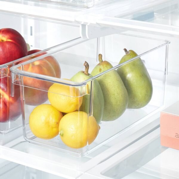 Small Narrow Fridge and Pantry Organizer Bin - Brightroom: Clear BPA-Free Kitchen Storage, Freezer-Safe, 10.5" Depth "