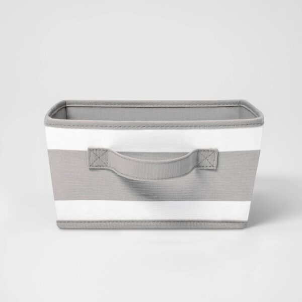 Small Canvas Striped Kids' Bin Gray - Pillowfort: Toy Storage, Decorative Square, No Assembly, 5.84 Volume