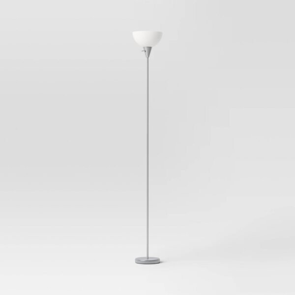 Torchiere Floor Lamp Silver - Room Essentials: Minimalist Ambient Uplight, ETL Listed "