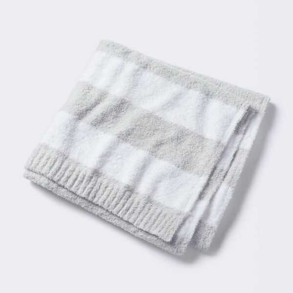 Chenille Stripe Baby Blanket - Gray and White Stripes - Cloud Island "
