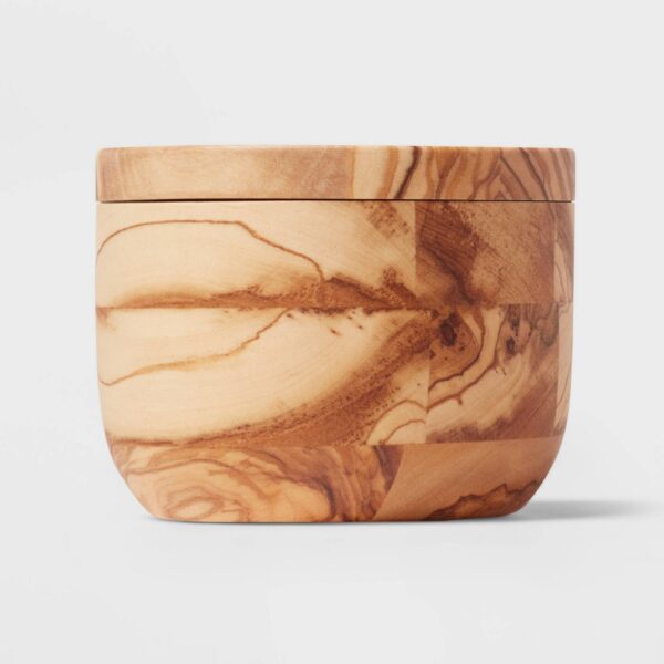Salt Cellar with Spoon Brown - Threshold?: Wooden Pinch Bowl Set, 3.5" Diameter, 150ml Capacity, Spot Clean