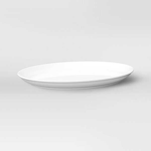 18" X 14" Porcelain Oval Serving Platter White - Threshold?