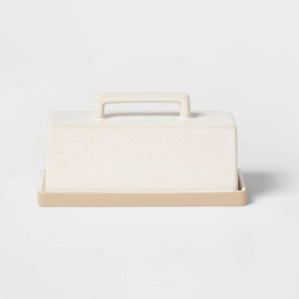 Camwood Collection Stoneware Butter Dish White - Threshold: Butter Holder, Microwave & Dishwasher Safe, 11.5 Oz Capacity