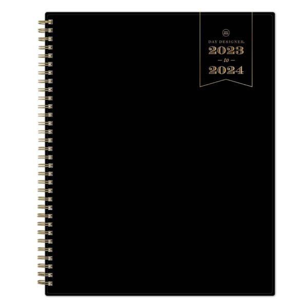 Day Designer 2023-24 Academic Planner Flexible Cover 8.5"x11" Weekly/Monthly Wirebound Black