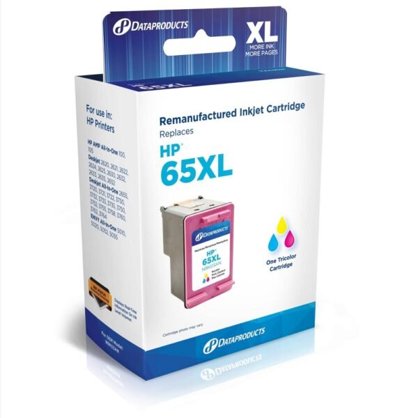 Remanufactured Tri-Color XL High Yield Single Ink Cartridge - Compatible with HP 65XL Ink Series - Dataproducts "