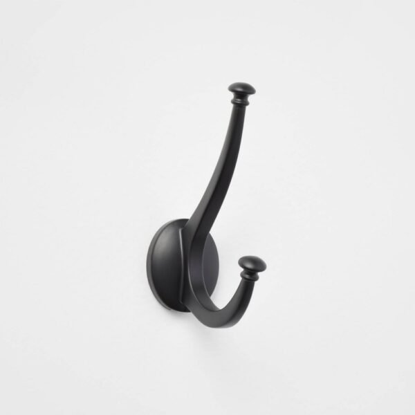 New Traditional Double Hook Matte Black - Threshold: Wall Hook, Zinc Alloy, 15 Lb Capacity, Decorative Towel Hook