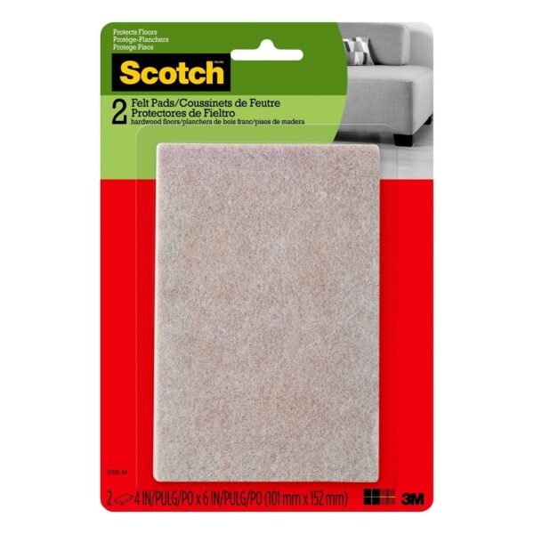 4 in. X 6 in. Beige Rectangle Surface Protection Felt Floor Pads (2-Pack) "