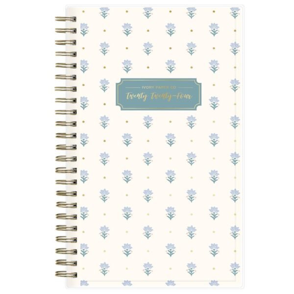 Ivory Paper Co 2024 Planner 8"x5" Weekly/Monthly Wirebound Lyla Blue