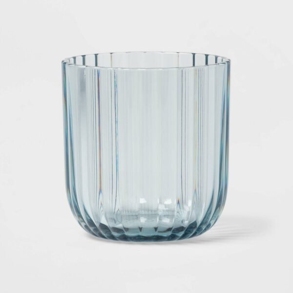 11oz Plastic Ribbed Short Tumbler Blue - Threshold: BPA-Free Drinkware, Dishwasher-Safe, Cold Beverages, 1 Piece "