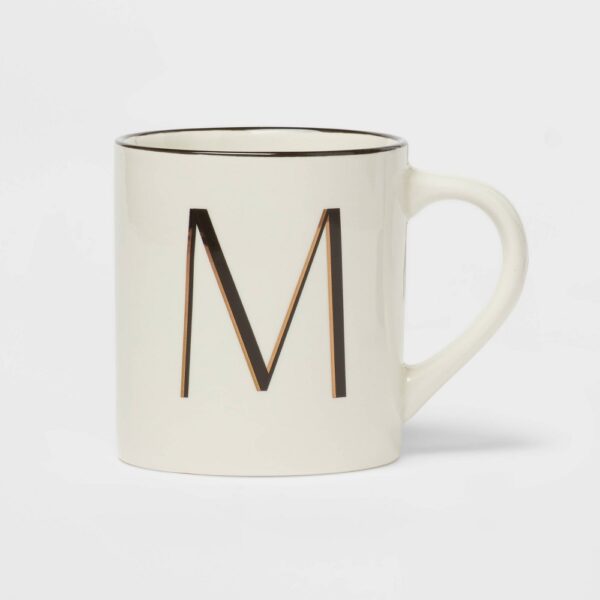 16oz Stoneware Monogram M Mug Ivory - Threshold "