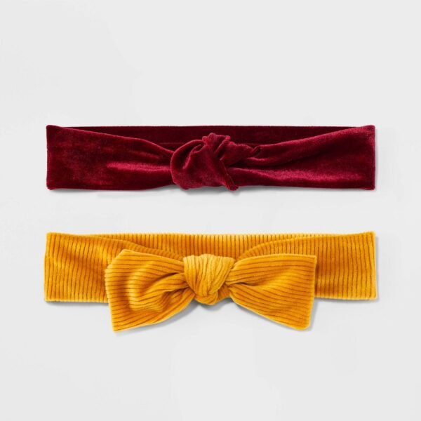 Toddler Girls' 2pk Velvet Soft Headband Set - Cat & Jack? Mustard Yellow/Burgundy