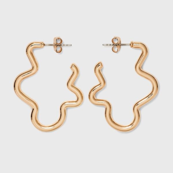 Tubular Squiggle Hoop Earrings - Universal Thread Gold