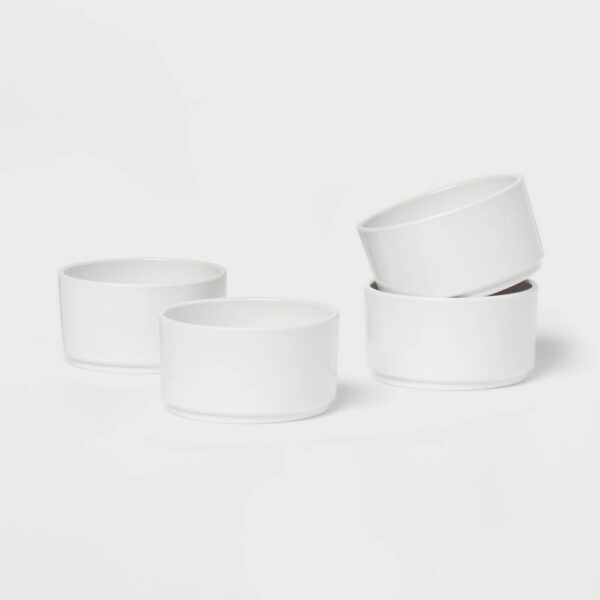4pc 10oz Plastic Stella Mini Snack Bowl White - Threshold: BPA-Free, Dishwasher & Microwave-Safe, Solid Round Design "