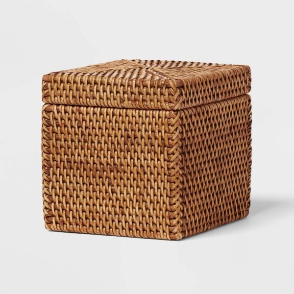 Natural Woven Tank Storage - Threshold: Rattan Bath Caddy for Shower Organization, Beige Bathroom Accessory