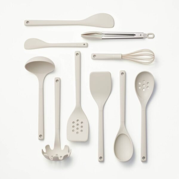 10pc Soft Grip Nylon Kitchen Utensil Set Gray - Figmint "