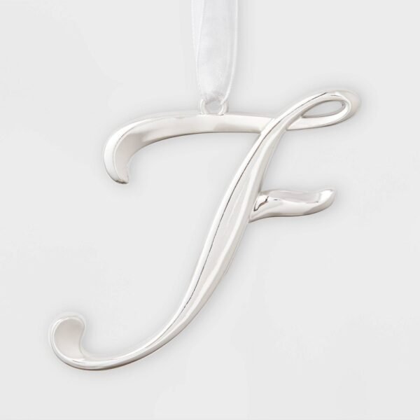 Metal Monogram Christmas Tree Ornament Letter F Silver - Wondershop?: Indoor Decor, No Battery Required