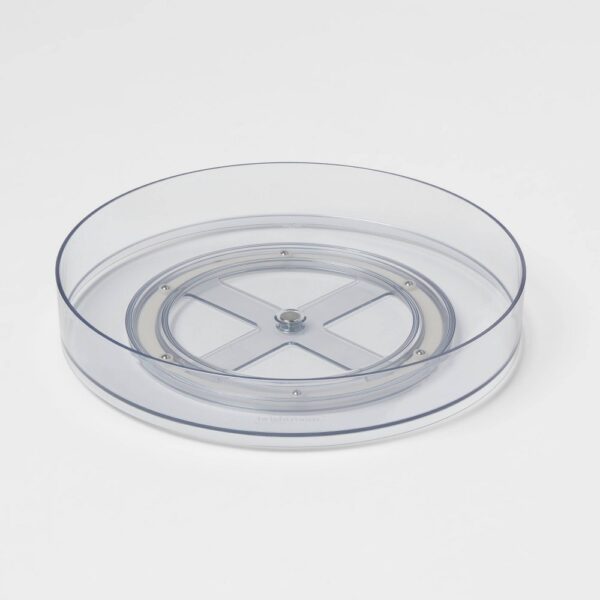 11" Low Plastic Lazy Susan Turn Table Clear - Brightroom: Kitchen Cabinet Organizer, Polyethylene, Stainless Steel "