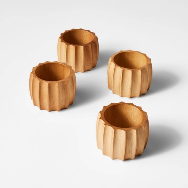 4pc Wood Napkin Rings Brown - Threshold? Designed with Studio McGee