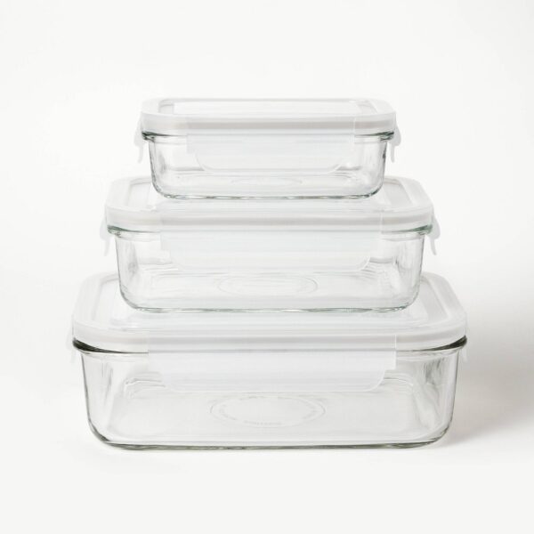 6pc (Set of 3) Glass Food Storage Container Set Clear - Figmint: Freezer, Dishwasher & Microwave Safe