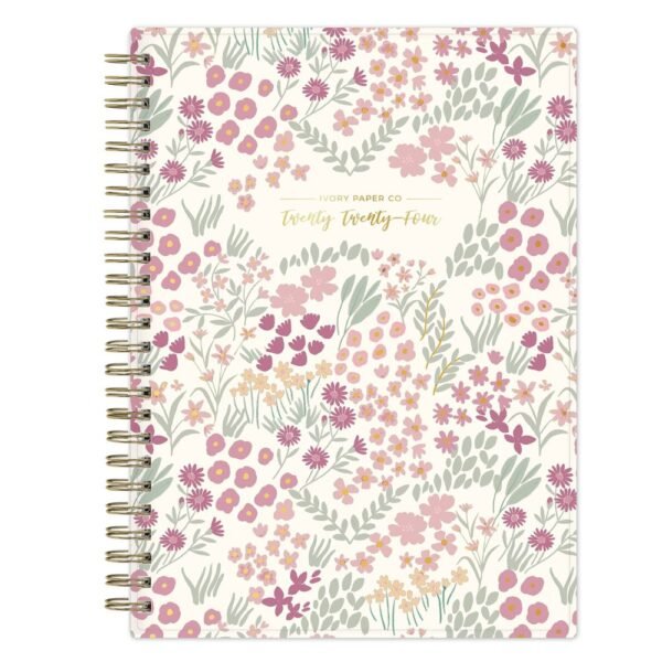 Ivory Paper Co. 2024 Planner 8.74"x6.85" Weekly/Monthly Wirebound Tillie Pink