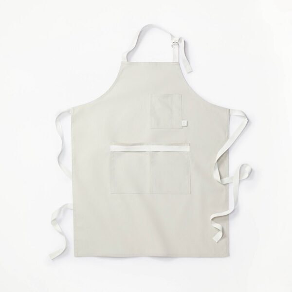 Adult Cooking Apron Light Gray - Figmint: Solid Cotton, Pockets, Hanging & Towel Loop, OEKO-TEX Certified, 34"x27"