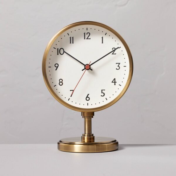 Brass Pedestal Table Clock Antique Finish - Hearth & Hand? with Magnolia "