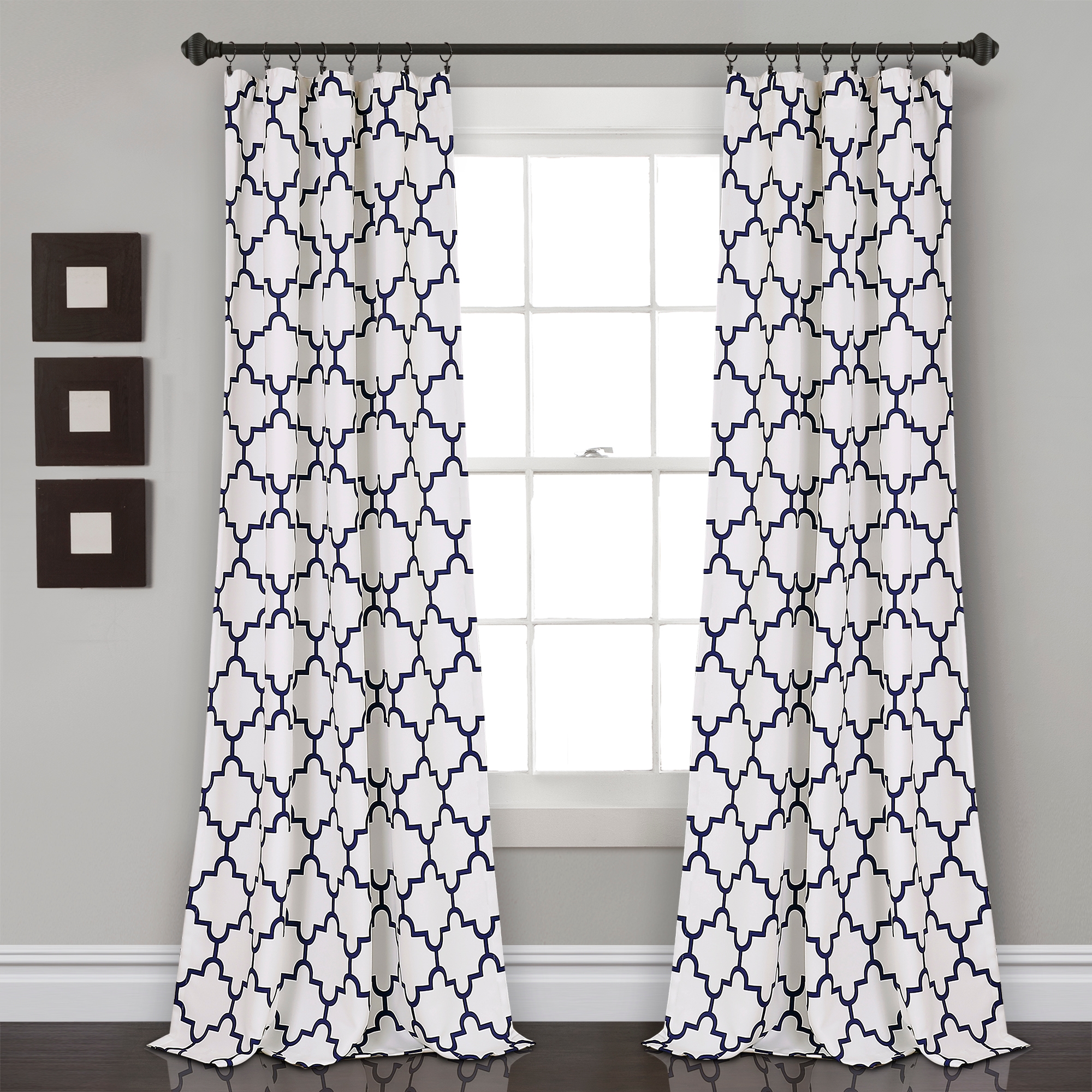 83415184-1.jpg Set of 2 84"x52" Bellagio Light Filtering Window Curtain Panels Navy - Lush D?cor " - Image 1