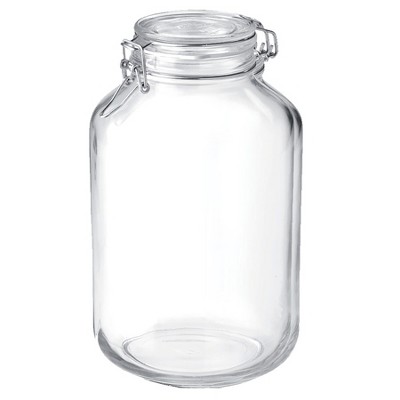 Bormioli Rocco Fido 135.25oz Glass Canning Jar: BPA-Free Clamp Jar, Dishwasher-Safe, Clear, 3.4" Neck Diameter