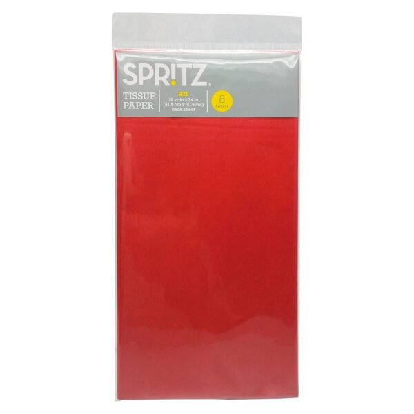 8ct Pegged Tissue Paper Red - Spritz: Gift Packaging Accessories for All Occasions, Solid Pattern, 16.5" X 24" "
